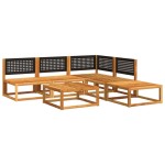 vidaXL Set canapele de grădină cu 6 piese și perne, lemn de salcâm și ratan vidaXL Set canapele de grădină cu 6 piese și perne, lemn de salcâm și ratan
