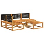 vidaXL Set canapele de grădină cu 5 piese și perne din lemn de salcâm și ratan vidaXL Set canapele de grădină cu 5 piese și perne din lemn de salcâm și ratan