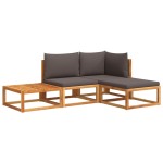 vidaXL Set canapele de grădină cu 4 piese și perne, lemn de salcâm și ratan vidaXL Set canapele de grădină cu 4 piese și perne, lemn de salcâm și ratan