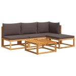 vidaXL Set canapele de grădină cu 5 piese și perne din lemn de salcâm și ratan vidaXL Set canapele de grădină cu 5 piese și perne din lemn de salcâm și ratan