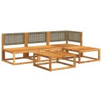 vidaXL Set canapele de grădină cu 5 piese și perne din lemn de salcâm și ratan vidaXL Set canapele de grădină cu 5 piese și perne din lemn de salcâm și ratan