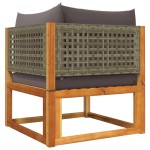 vidaXL Set canapele de grădină 3 piese cu perne din lemn de salcâm și ratan vidaXL Set canapele de grădină 3 piese cu perne din lemn de salcâm și ratan