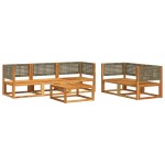 vidaXL Set canapele de grădină cu 6 piese și perne, lemn de salcâm și ratan vidaXL Set canapele de grădină cu 6 piese și perne, lemn de salcâm și ratan