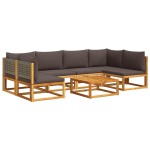 vidaXL Set canapele de grădină cu 7 piese și perne, lemn de salcâm și ratan vidaXL Set canapele de grădină cu 7 piese și perne, lemn de salcâm și ratan