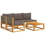 vidaXL Set canapele de grădină cu 5 piese și perne din lemn de salcâm și ratan vidaXL Set canapele de grădină cu 5 piese și perne din lemn de salcâm și ratan