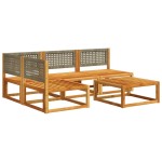vidaXL Set canapele de grădină cu 5 piese și perne din lemn de salcâm și ratan vidaXL Set canapele de grădină cu 5 piese și perne din lemn de salcâm și ratan