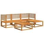 vidaXL Set canapele de grădină cu 5 piese și perne din lemn de salcâm și ratan vidaXL Set canapele de grădină cu 5 piese și perne din lemn de salcâm și ratan