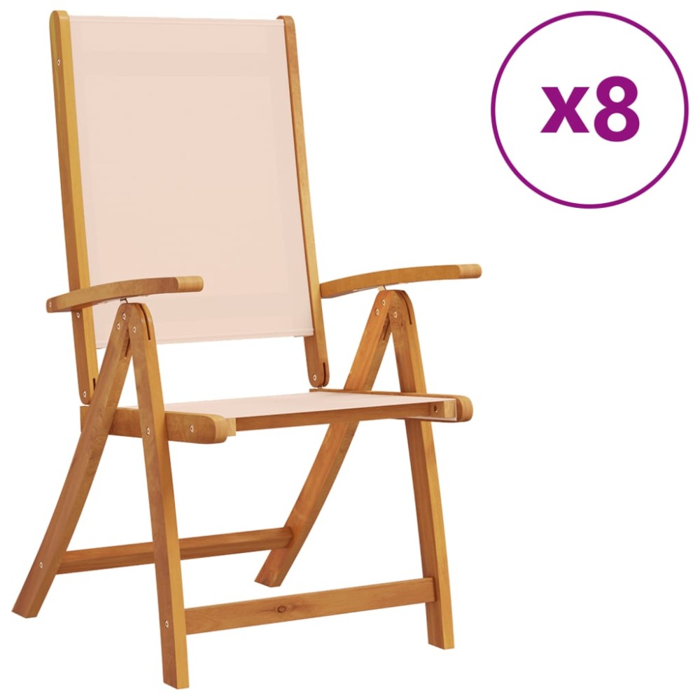 vidaXL Scaune de grădină pliabile 8 buc. lemn masiv acacia & textilenă