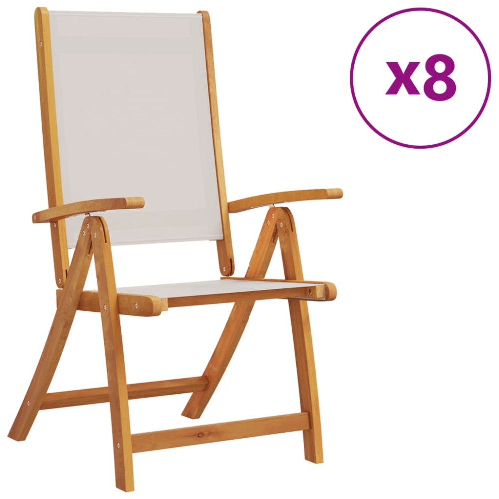 vidaXL Scaune de grădină pliabile 8 buc. lemn masiv acacia & textilenă
