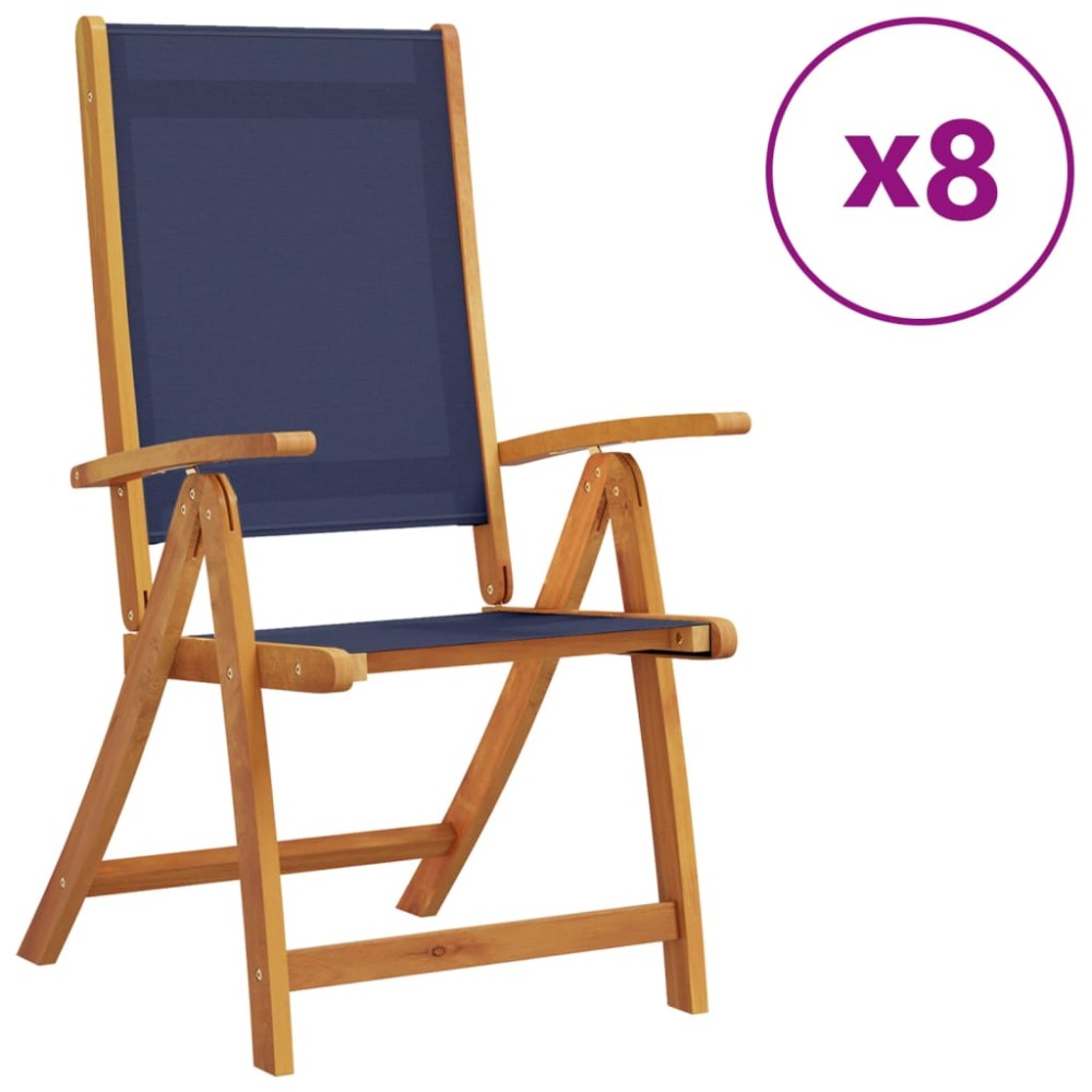 vidaXL Scaune de grădină pliabile 8 buc. lemn masiv acacia & textilenă
