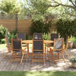 vidaXL Set mobilier de grădină, 9 piese, lemn masiv acacia/textilenă vidaXL Set mobilier de grădină, 9 piese, lemn masiv acacia/textilenă