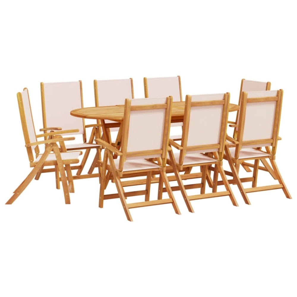 vidaXL Set mobilier de grădină, 9 piese, lemn masiv acacia/textilenă