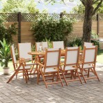 vidaXL Set mobilier de grădină, 9 piese, lemn masiv acacia/textilenă vidaXL Set mobilier de grădină, 9 piese, lemn masiv acacia/textilenă