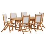 vidaXL Set mobilier de grădină, 7 piese, lemn masiv acacia/textilenă