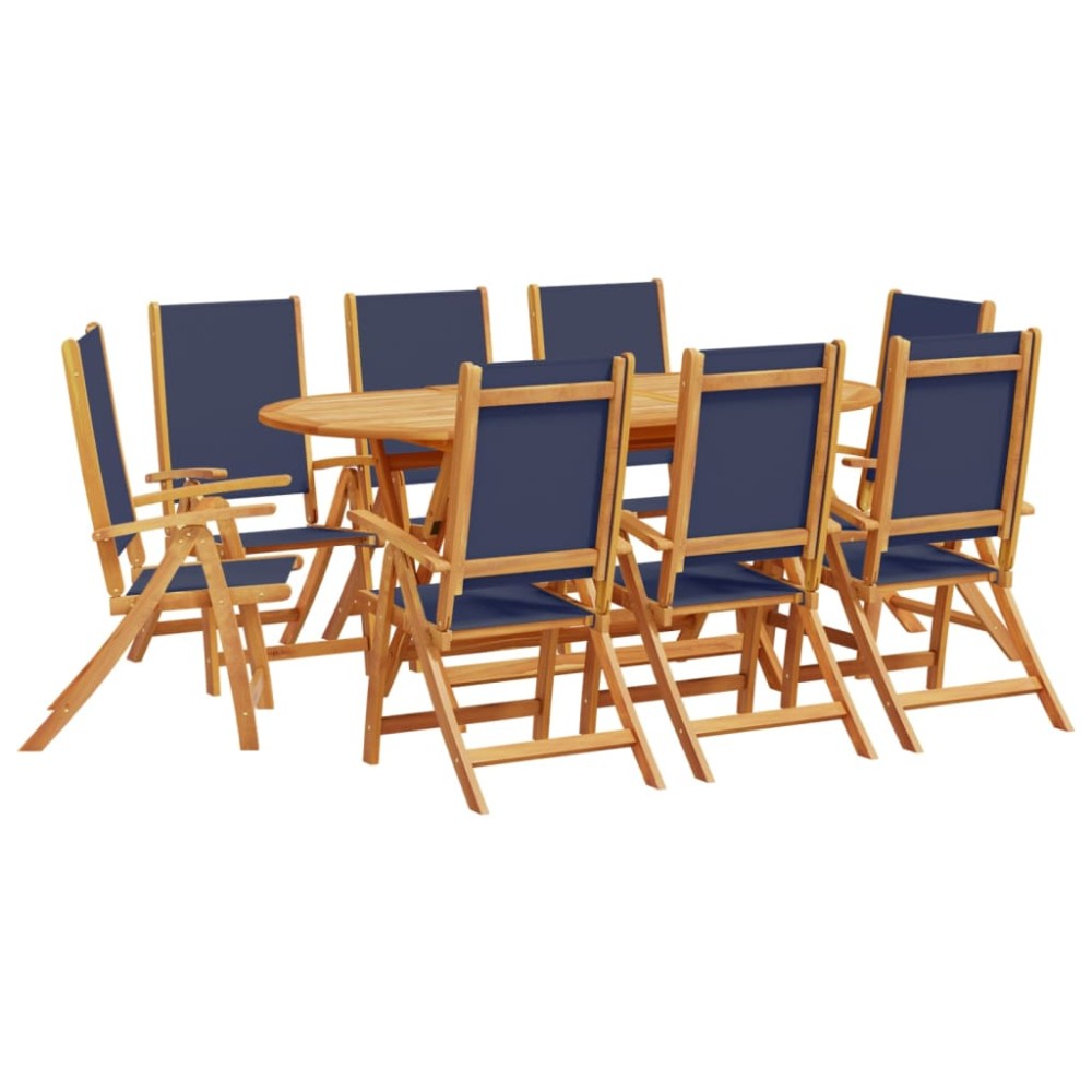 vidaXL Set mobilier de grădină, 9 piese, lemn masiv acacia/textilenă