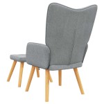 vidaXL Scaun de relaxare cu taburet, gri deschis, textil vidaXL Scaun de relaxare cu taburet, gri deschis, textil
