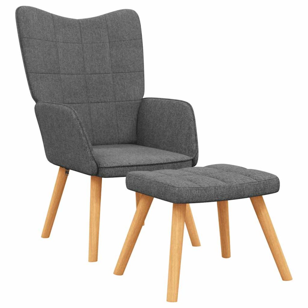 vidaXL Scaun de relaxare cu taburet, gri închis, textil