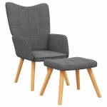 vidaXL Scaun de relaxare cu taburet, gri închis, textil vidaXL Scaun de relaxare cu taburet, gri închis, textil