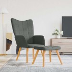 vidaXL Scaun de relaxare cu taburet, gri închis, textil vidaXL Scaun de relaxare cu taburet, gri închis, textil