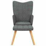 vidaXL Scaun de relaxare cu taburet, gri închis, textil vidaXL Scaun de relaxare cu taburet, gri închis, textil