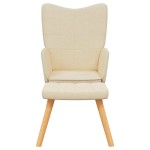 vidaXL Scaun de relaxare cu taburet, crem, textil vidaXL Scaun de relaxare cu taburet, crem, textil
