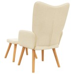vidaXL Scaun de relaxare cu taburet, crem, textil vidaXL Scaun de relaxare cu taburet, crem, textil
