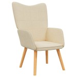 vidaXL Scaun de relaxare cu taburet, crem, textil vidaXL Scaun de relaxare cu taburet, crem, textil