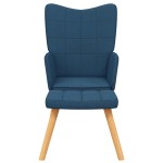 vidaXL Scaun de relaxare cu taburet, albastru, textil vidaXL Scaun de relaxare cu taburet, albastru, textil