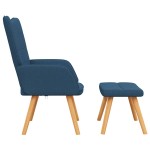 vidaXL Scaun de relaxare cu taburet, albastru, textil vidaXL Scaun de relaxare cu taburet, albastru, textil