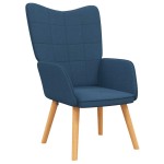 vidaXL Scaun de relaxare cu taburet, albastru, textil vidaXL Scaun de relaxare cu taburet, albastru, textil