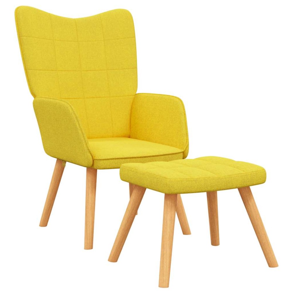 vidaXL Scaun relaxare cu taburet, galben muștar, textil