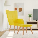 vidaXL Scaun relaxare cu taburet, galben muștar, textil vidaXL Scaun relaxare cu taburet, galben muștar, textil