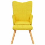 vidaXL Scaun relaxare cu taburet, galben muștar, textil vidaXL Scaun relaxare cu taburet, galben muștar, textil