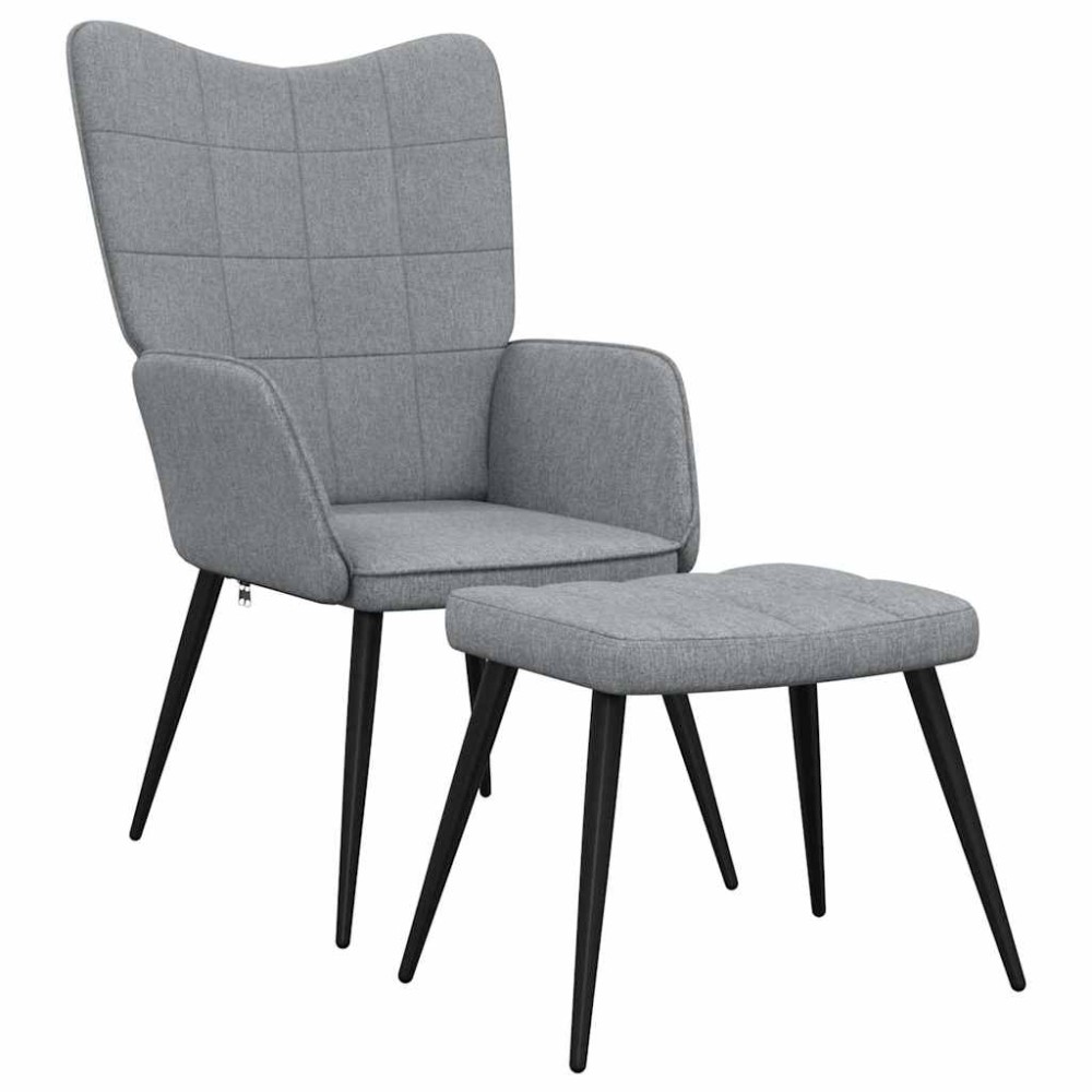 vidaXL Scaun de relaxare cu taburet, gri deschis,textil