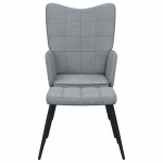 vidaXL Scaun de relaxare cu taburet, gri deschis,textil vidaXL Scaun de relaxare cu taburet, gri deschis,textil