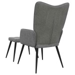 vidaXL Scaun de relaxare cu taburet, gri închis, textil vidaXL Scaun de relaxare cu taburet, gri închis, textil