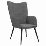 vidaXL Scaun de relaxare cu taburet, gri închis, textil vidaXL Scaun de relaxare cu taburet, gri închis, textil