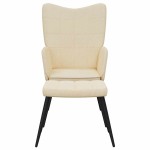 vidaXL Scaun de relaxare cu taburet, crem, textil vidaXL Scaun de relaxare cu taburet, crem, textil