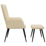 vidaXL Scaun de relaxare cu taburet, crem, textil vidaXL Scaun de relaxare cu taburet, crem, textil