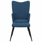 vidaXL Scaun de relaxare cu taburet, albastru, textil vidaXL Scaun de relaxare cu taburet, albastru, textil