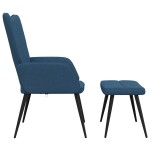 vidaXL Scaun de relaxare cu taburet, albastru, textil vidaXL Scaun de relaxare cu taburet, albastru, textil