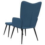 vidaXL Scaun de relaxare cu taburet, albastru, textil vidaXL Scaun de relaxare cu taburet, albastru, textil