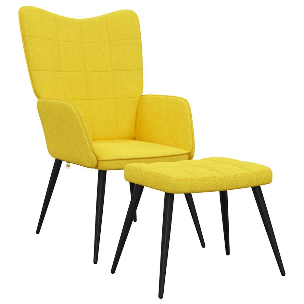 vidaXL Scaun relaxare cu taburet, galben muștar, textil