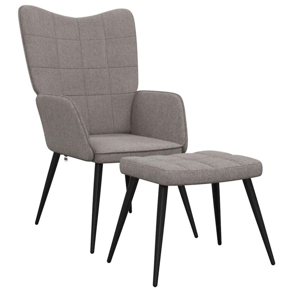 vidaXL Scaun de relaxare cu taburet, gri taupe, textil