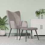 vidaXL Scaun de relaxare cu taburet, gri taupe, textil vidaXL Scaun de relaxare cu taburet, gri taupe, textil