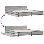 vidaXL Cadru de pat cu sertare gri sonoma 200x200 cm lemn prelucrat