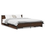 vidaXL Cadru de pat cu sertare, stejar maro, 150x200 cm lemn prelucrat