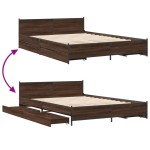 vidaXL Cadru de pat cu sertare, stejar maro, 150x200 cm lemn prelucrat