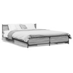 vidaXL Cadru de pat cu sertare gri sonoma 140x200 cm lemn prelucrat