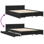 vidaXL Cadru de pat cu sertare, negru, 120x200 cm, lemn prelucrat vidaXL Cadru de pat cu sertare, negru, 120x200 cm, lemn prelucrat